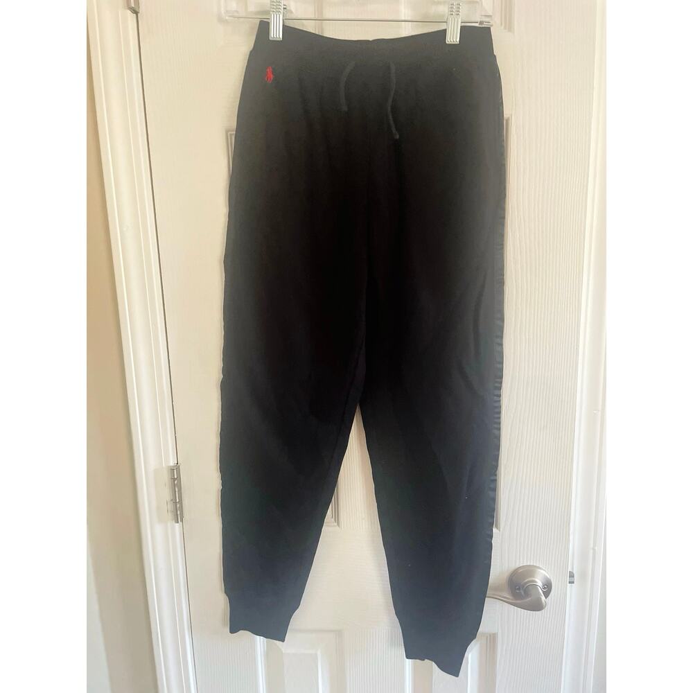 Polo Ralph Lauren Black Sweats w/ Ribbon Tuxedo type Trim on pant side seam, A64